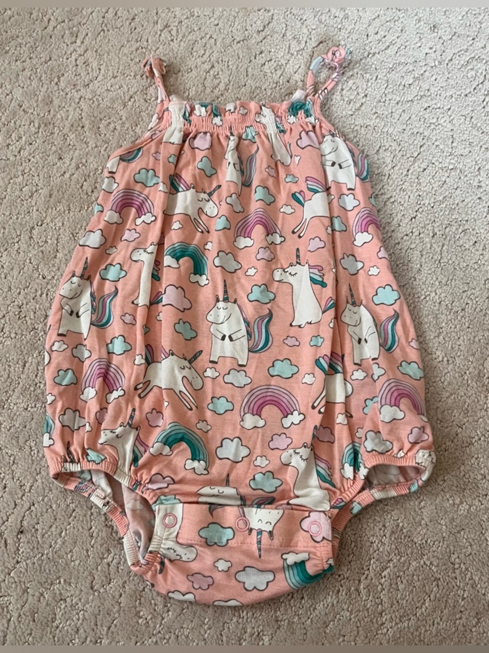 Posh Peanut Pink Olive Unicorn Bubble Romper Size 2T